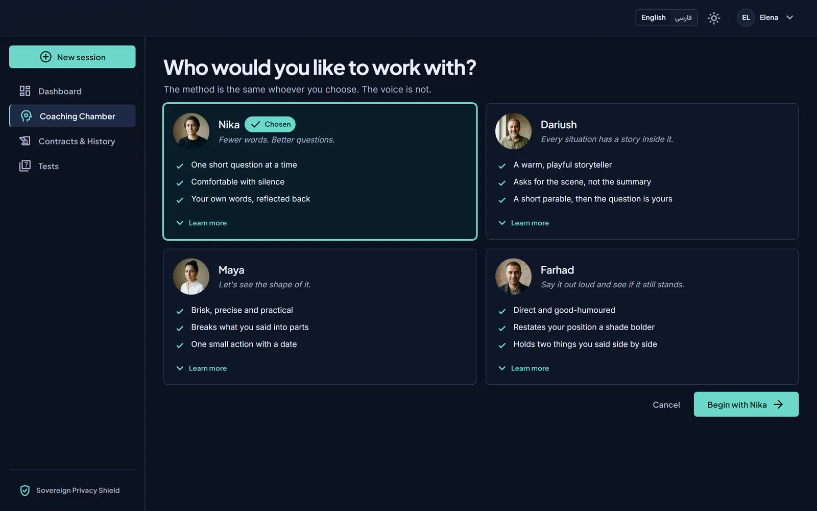 Choosing a coach: four personas, one method